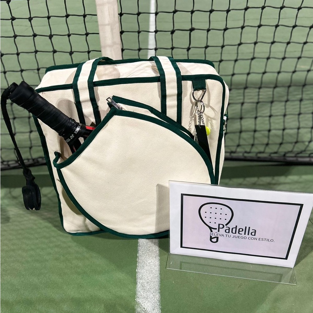 Cream and Green Tennis Bag